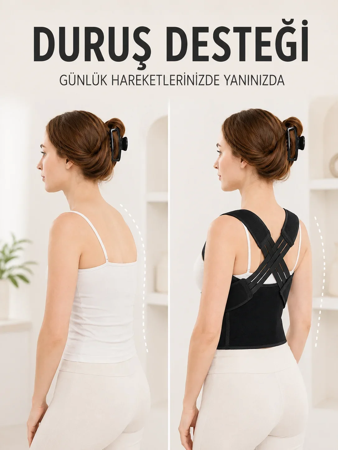 Postür Dik Duruş Korsesi Sırt Destekli Ayarlanabilir Lastikli Bel Korsesi