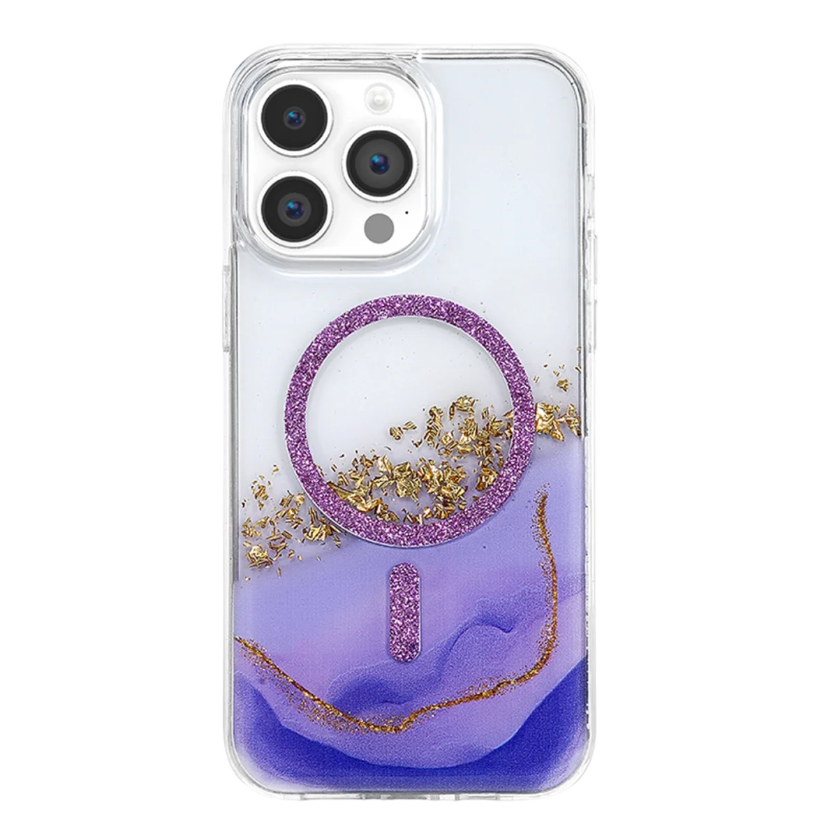 Onegif Apple İphone 15 Pro Max Lotus Simli Magsafe Kapak - Mor görsel 3