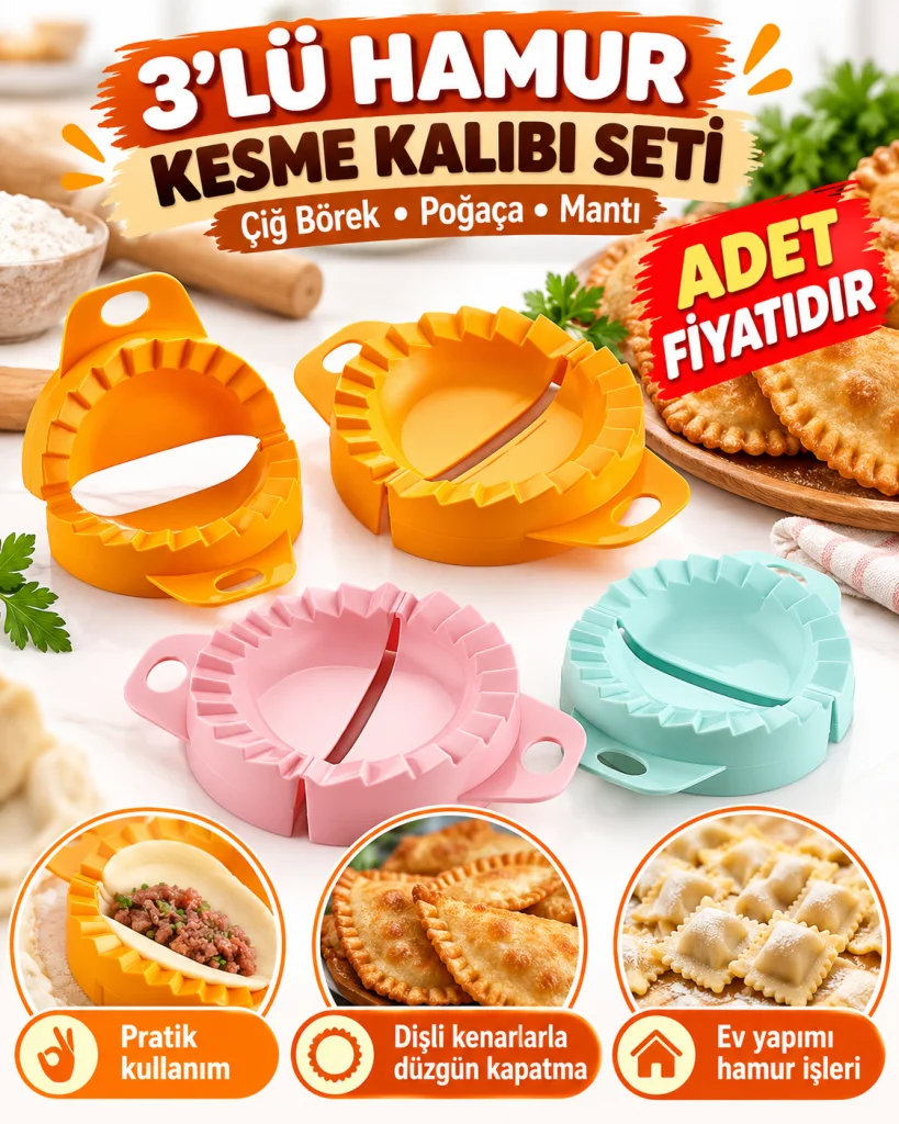 3lü Çiğ börek kurabiye Hamur İşi Ravioli Kesme Kalıbı Aparatı