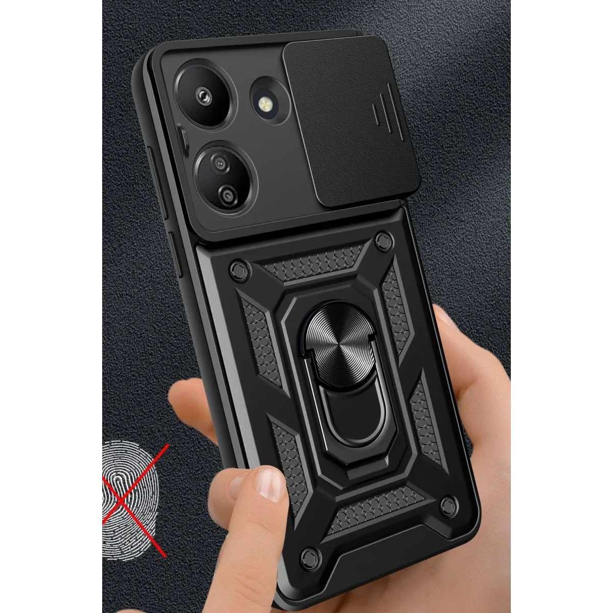 Xiaomi Redmi 13C Kılıf Pars Lens Yüzüklü Silikon - Yeşil görsel 3