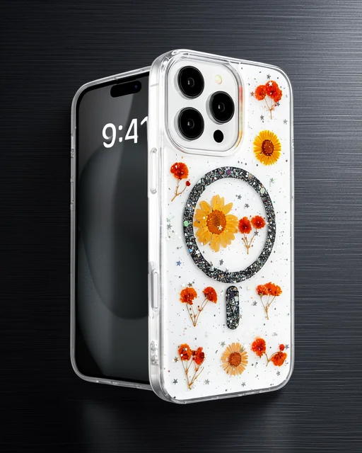 Apple İphone 16 Pro Kılıf Daisy Simli Magsafe Kapak - Siyah