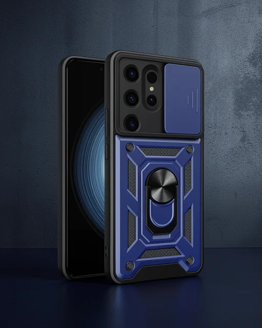 Samsung Galaxy S24 Ultra Kılıf Pars Lens Yüzüklü Silikon - Lacivert