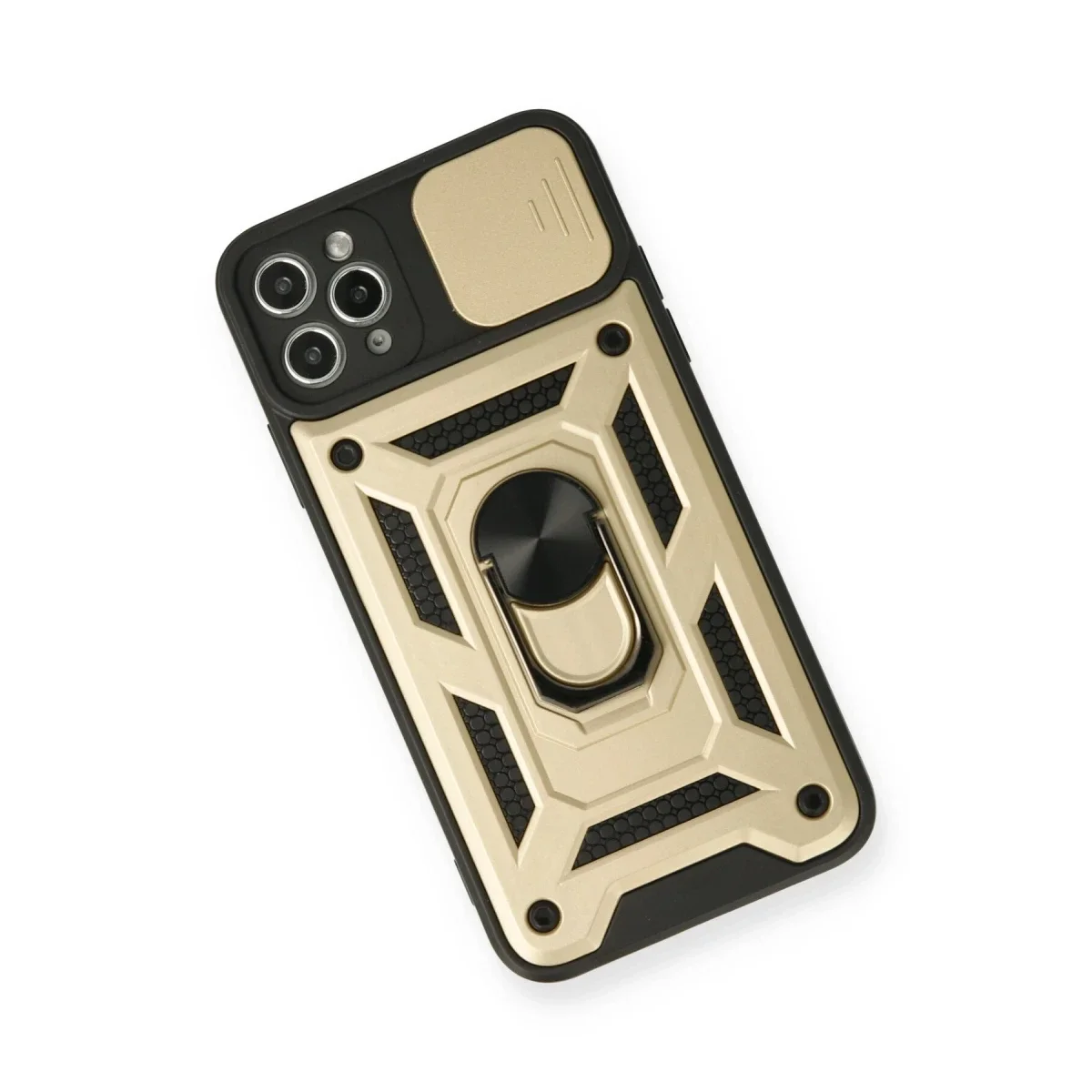 Apple iPhone 11 Pro Kılıf Pars Lens Yüzüklü Silikon - Gold görsel 3