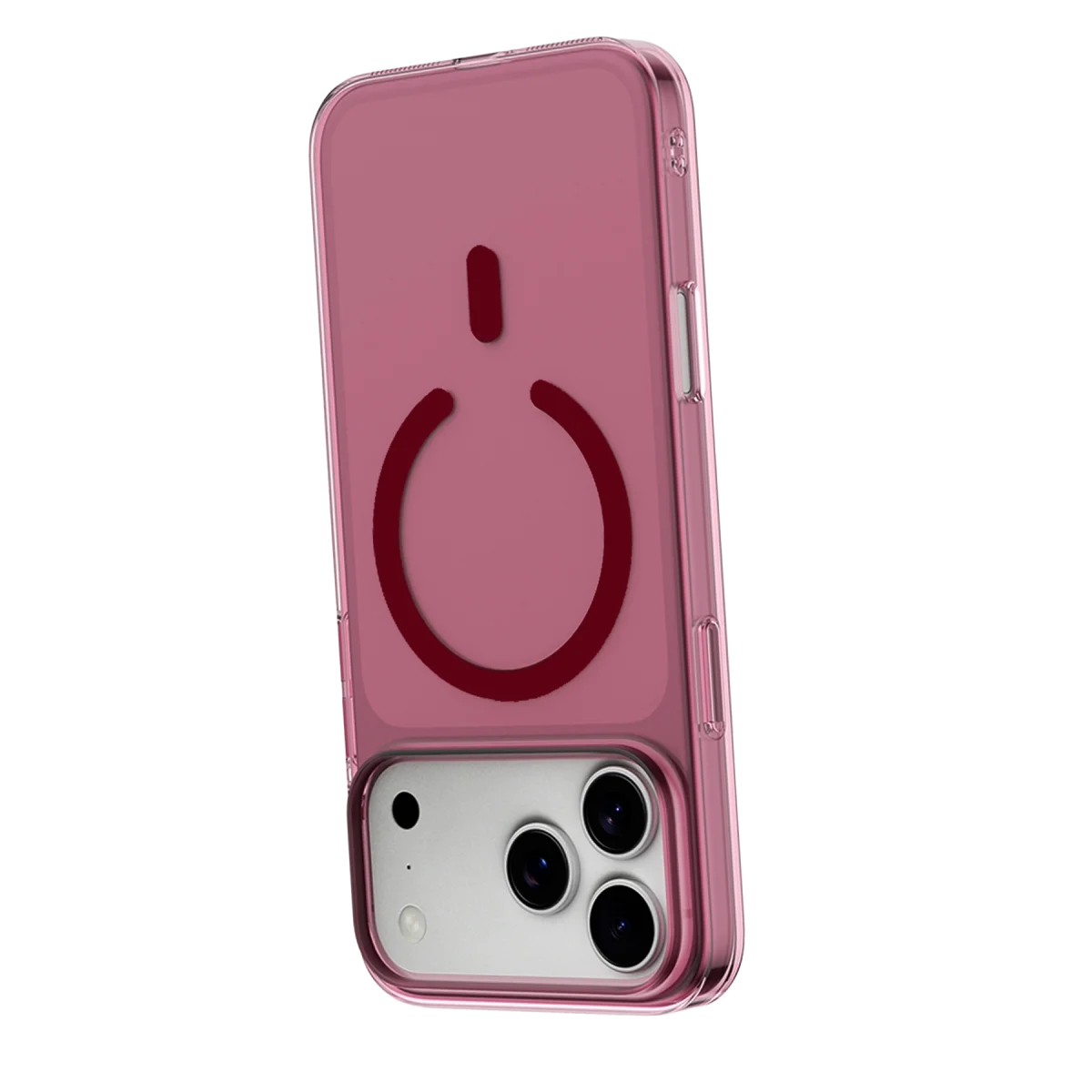 Apple iPhone 18 Pro Combo Sert Şeffaf Magsafe Kapak - Bordo görsel 3