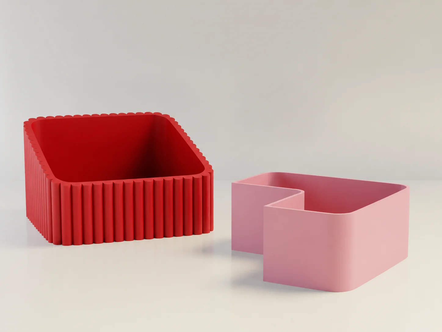 3D Baskı Fıstık Kasesi - Çift Hazneli Kabuk Ayırıcı Sunum Kasesi - Kırmızı Pembe görsel 2