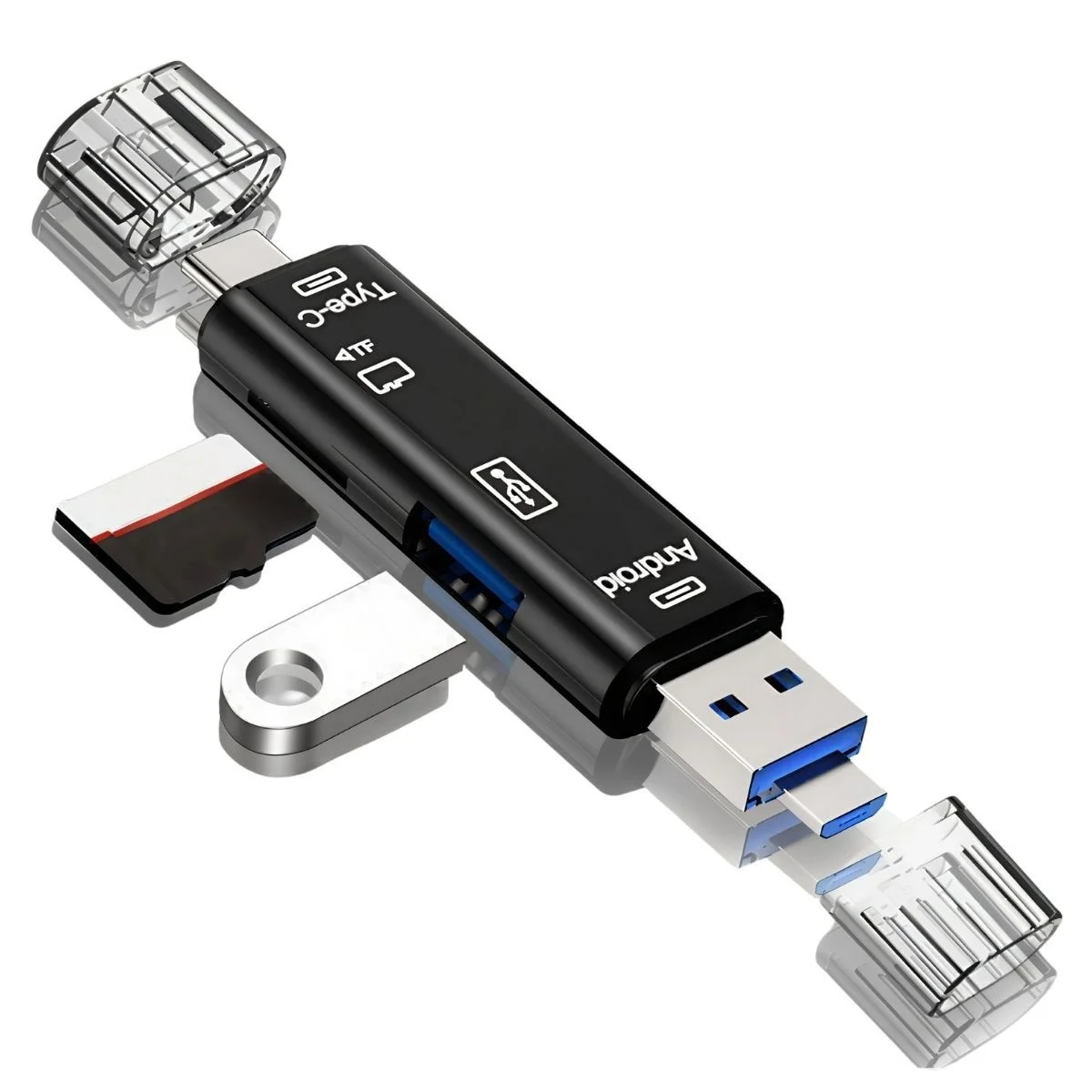 5 in 1 Çok Fonksiyonlu USB 2.0 cro Sd Kart Okuyucu - Usb/cro Usb/type-C Çıkışlı, Otg Çevirici