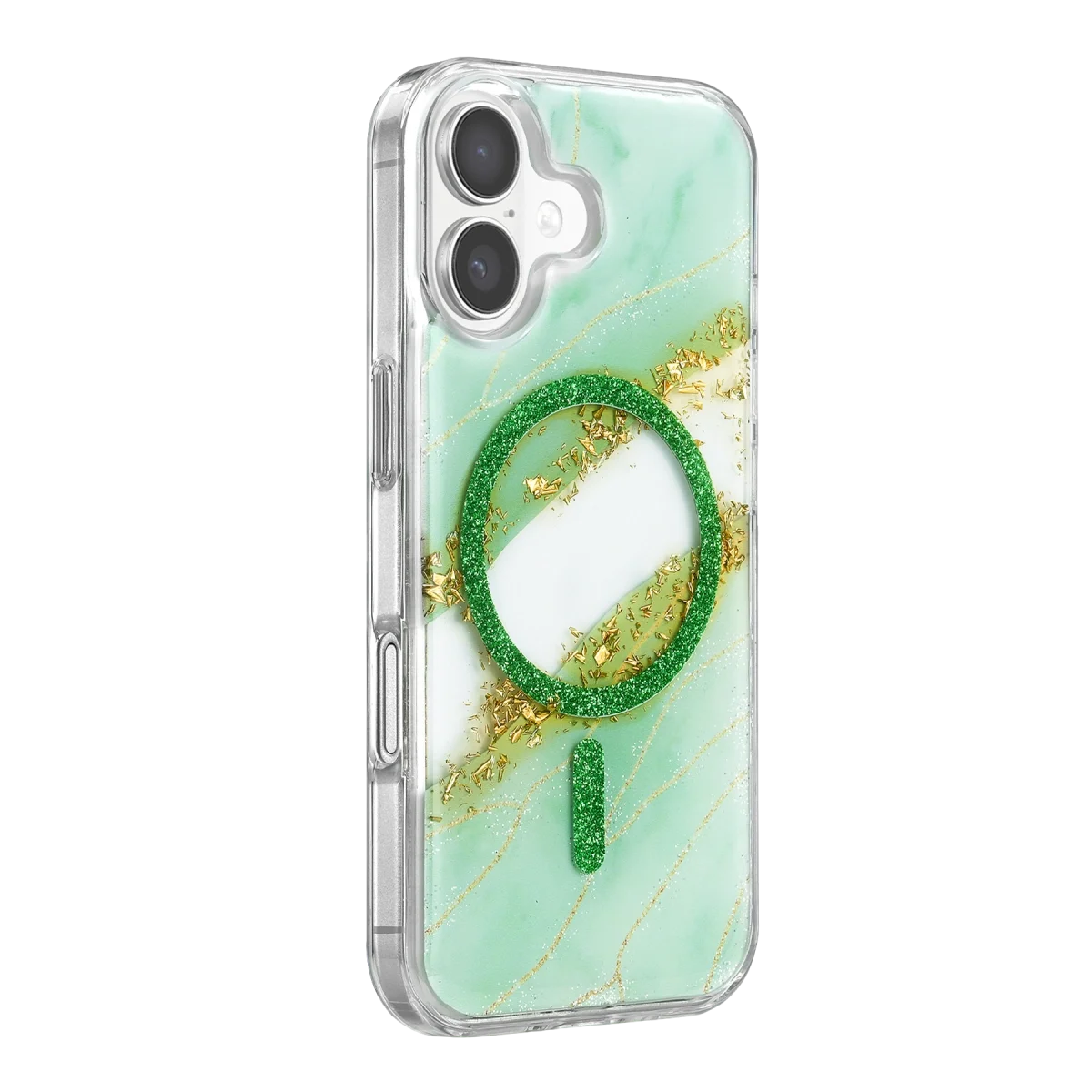 Onegif Apple İphone 17 Lotus Simli Magsafe Kapak - Yeşil görsel 2