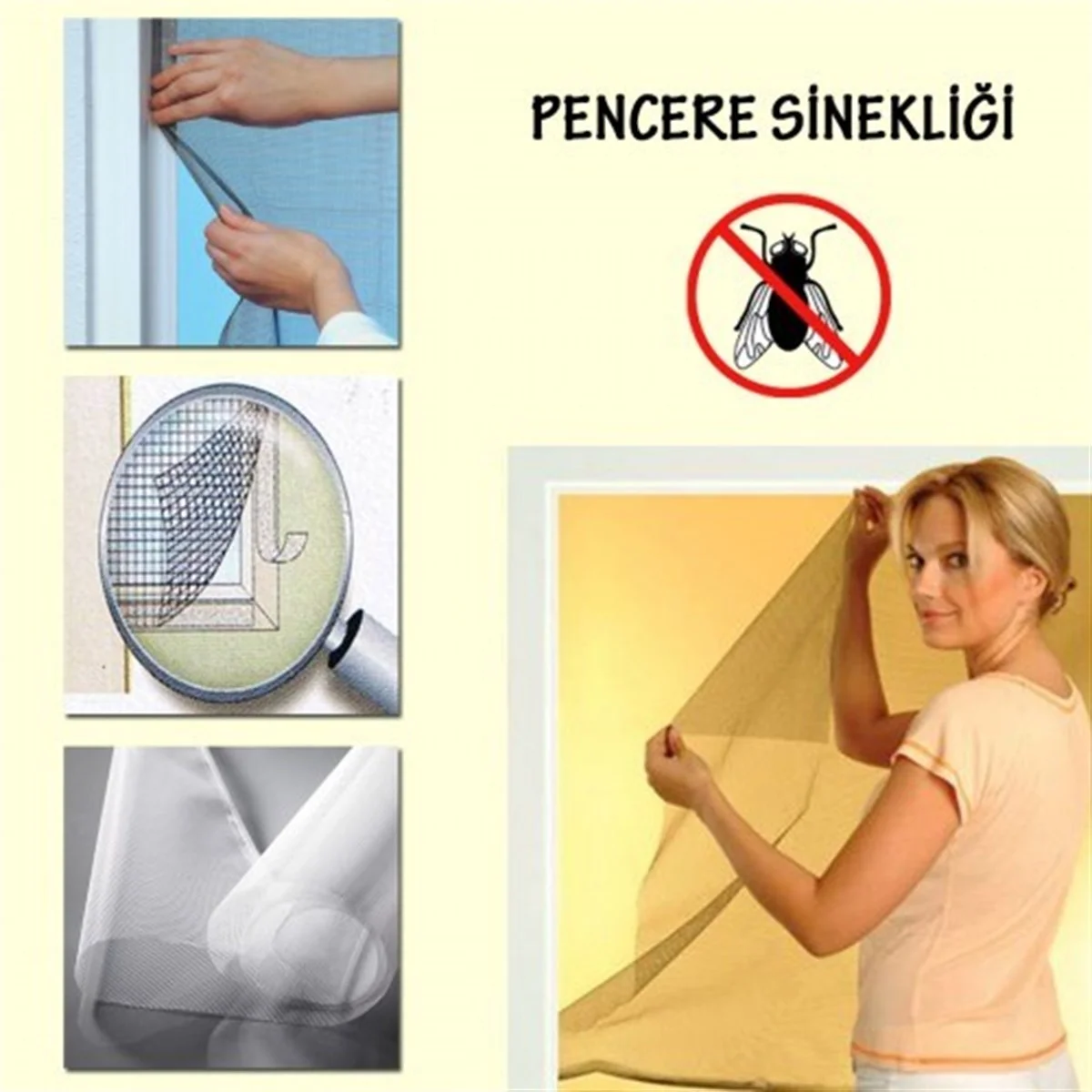 Tüm Cam Pencere Kapılara Uyumlu Tek Kanat Pencere Sinekliği görsel 2
