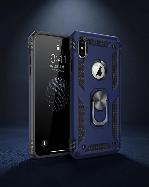 Apple İphone Xs Max Kılıf Sofya Yüzüklü Silikon Kapak - Lacivert