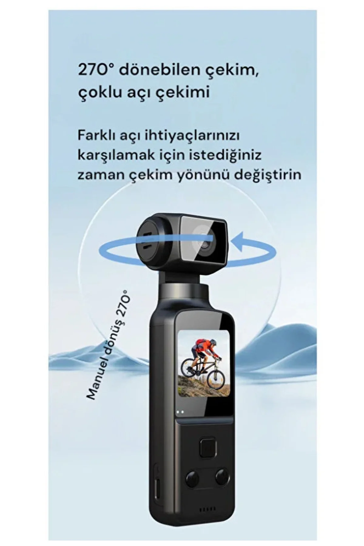 4K Ultra HD 270° Döndürülebilir Su Geçirmez Wifi Vlog Spor Ve Aksiyon Kamerası görsel 5