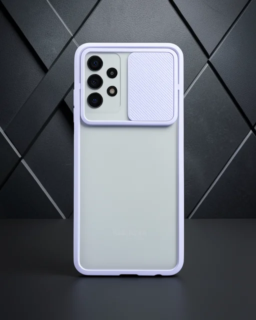 Samsung Galaxy A72 Kılıf Palm Buzlu Kamera Sürgülü Silikon - Lila
