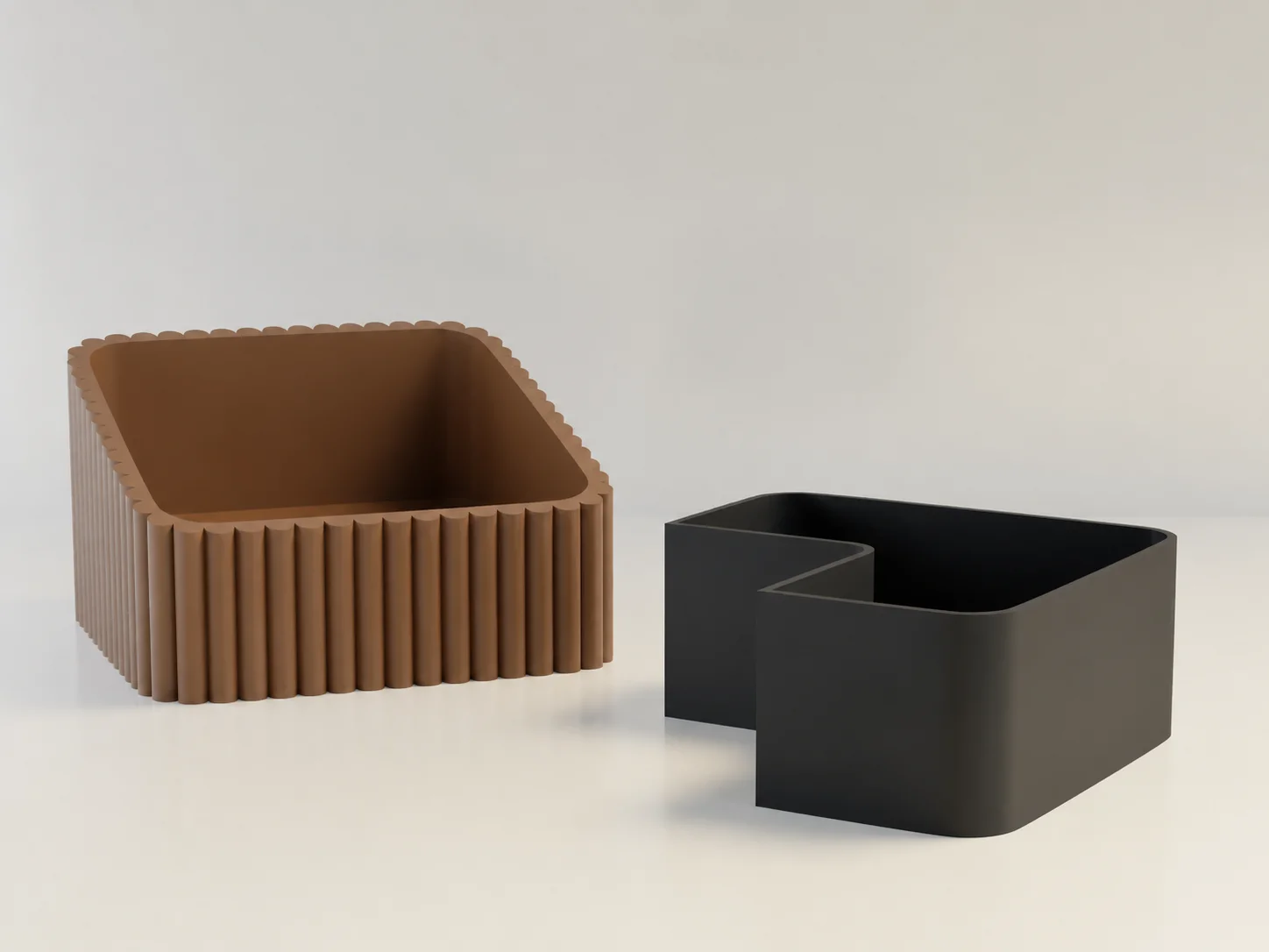 3D Baskı Fıstık Kasesi - Çift Hazneli Kabuk Ayırıcı Sunum Kasesi - Kahverengi Siyah görsel 2
