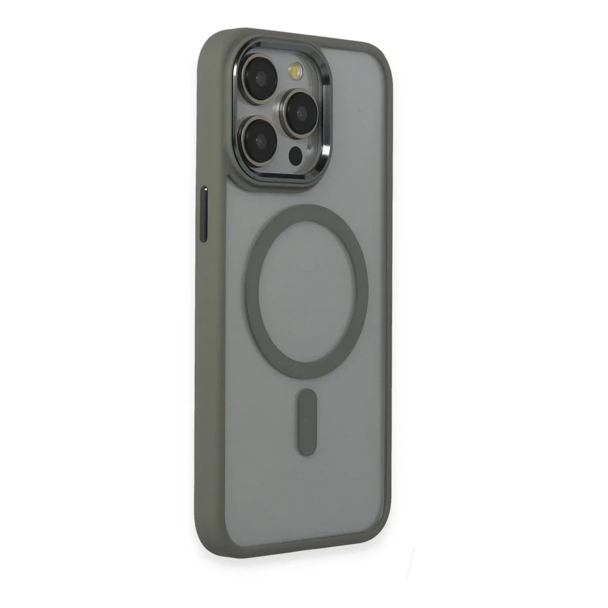 Apple iPhone 15 Pro Max Kılıf Room Magneticsafe Silikon - Gri görsel 2