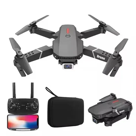 HD Kameralı E99 Pro Drone - 4K Çift Kamera 25 Dakika 200M Mesafe Başsız Model Gece Uçan WIFI Katlanabilir Drone görsel 2