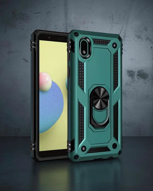 Samsung Galaxy A01 Core Kılıf Sofya Yüzüklü Silikon Kapak - Yeşil