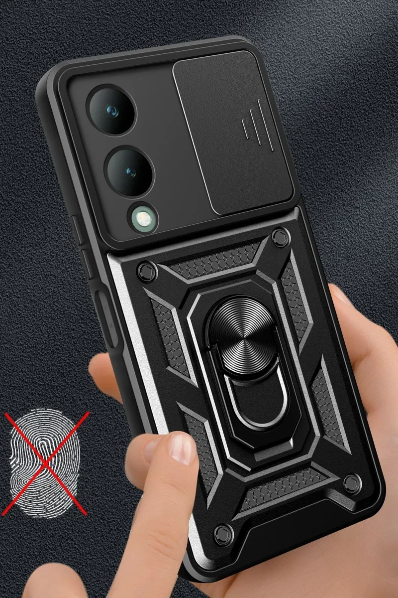 Vivo Y17S Kılıf Pars Lens Yüzüklü Silikon - Yeşil görsel 2