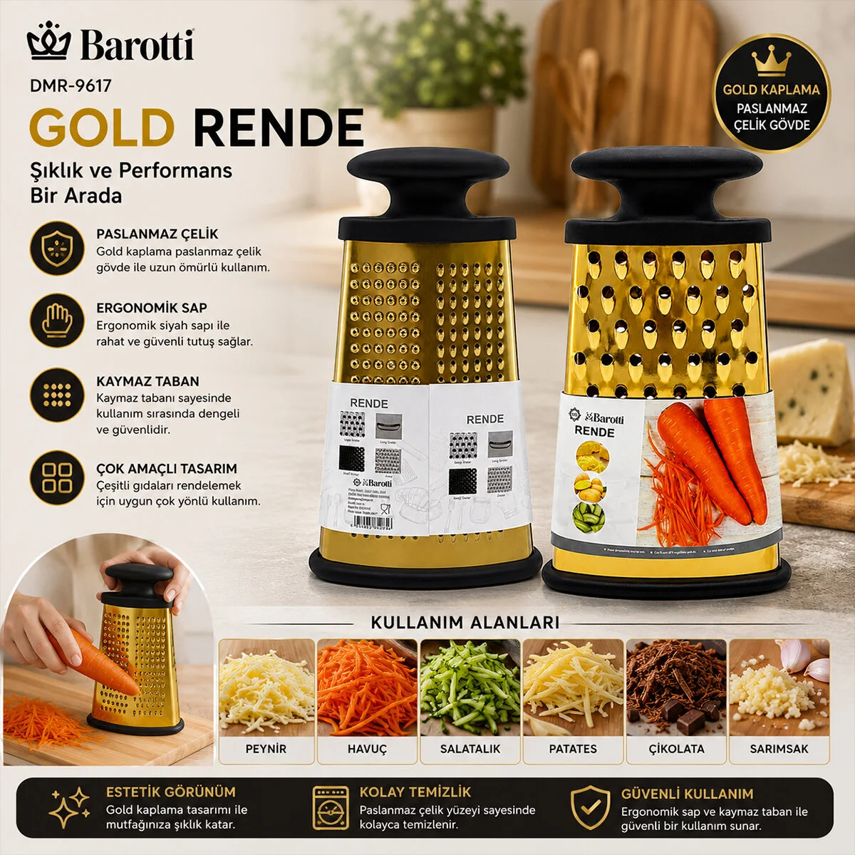 4GEN Çelik Metal Gold Rende Silikon Kaplama Taban görsel 2