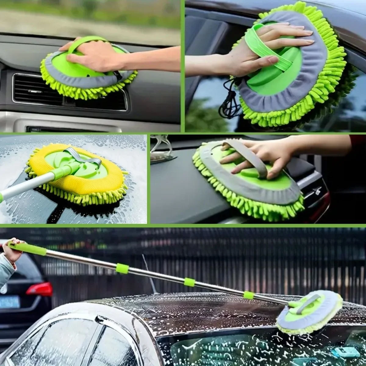 Yedek krofiber Bezli Oto Yıkama Mop Seti görsel 2