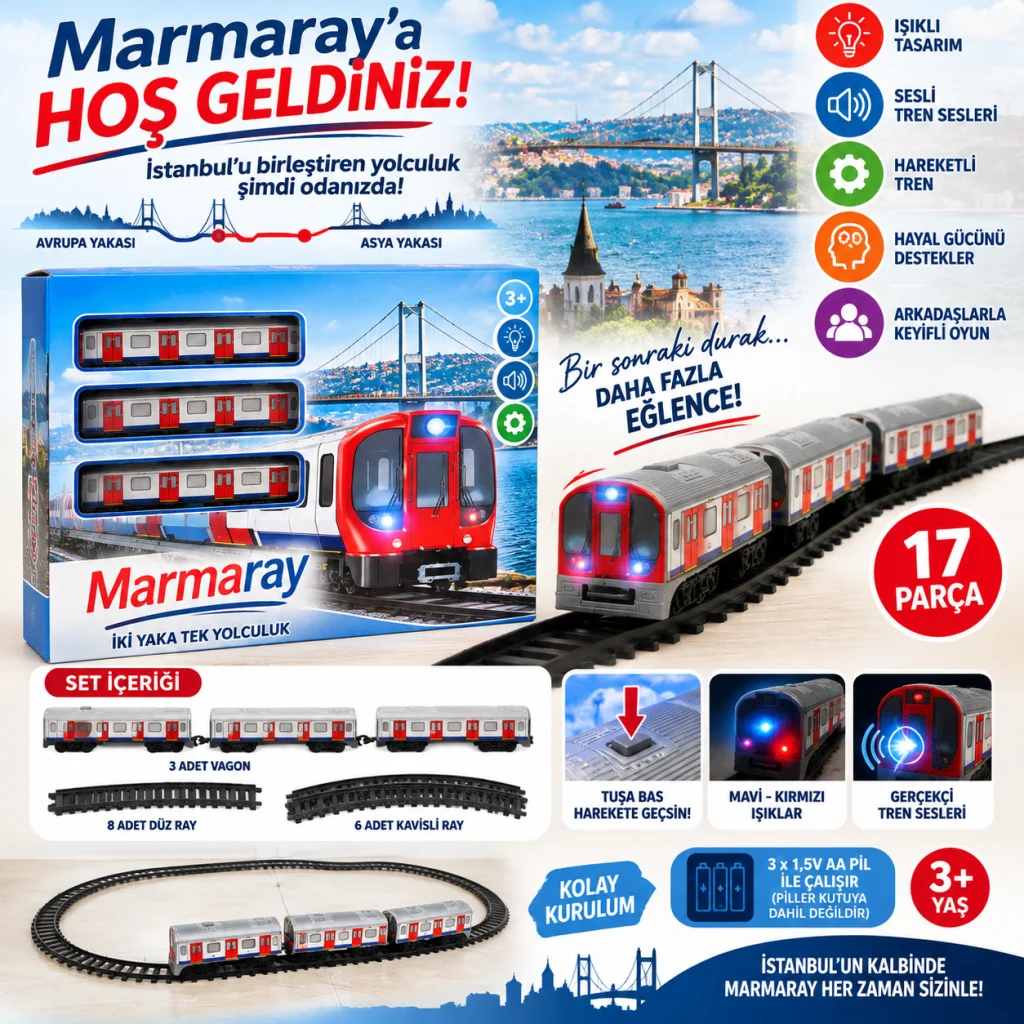 5117 Tren Set Marmaray 17PRÇ.B/O Ses/ışık görsel 4
