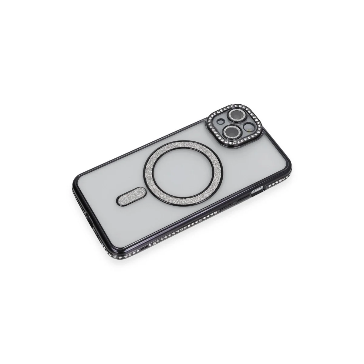 Apple İphone 13 Kılıf Joke Simli Magneticsafe Kılıf - Siyah görsel 3
