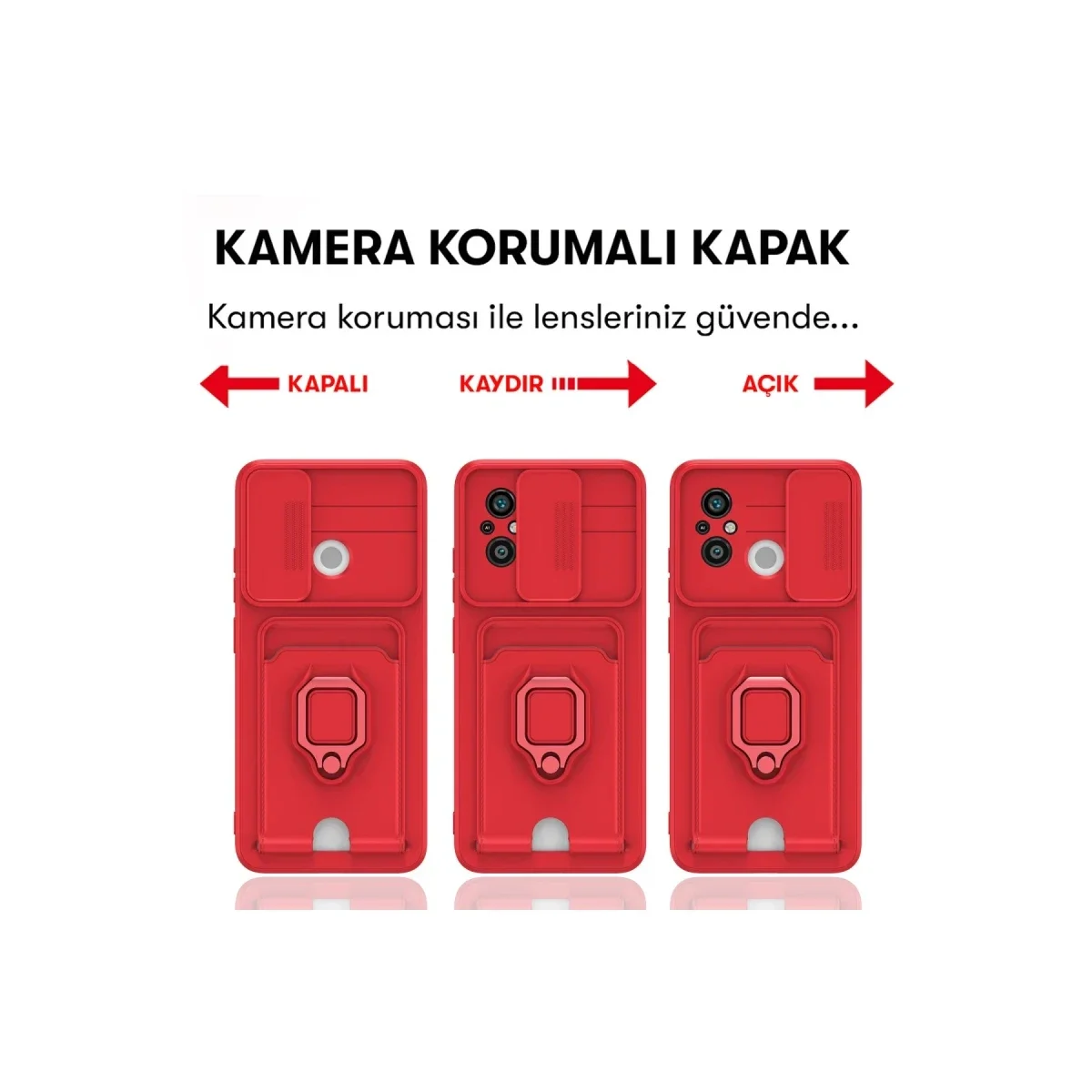 Xiaomi Redmi 12C Kılıf Zuma Kartvizitli Yüzüklü Silikon - Siyah görsel 6