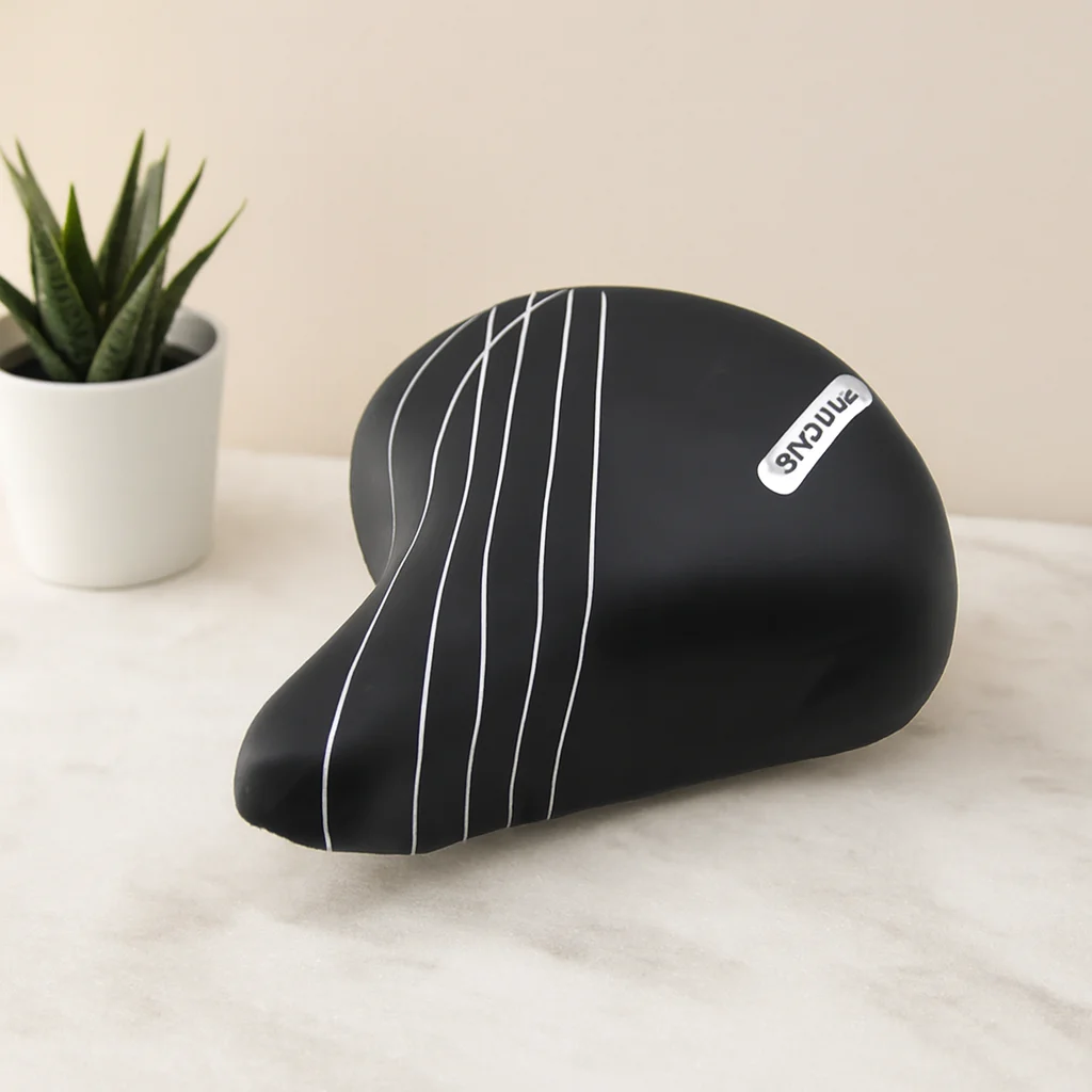 Büyük Geniş Bisiklet Sele 20.5x24 cm (Yaylı) Siyah-Beyaz