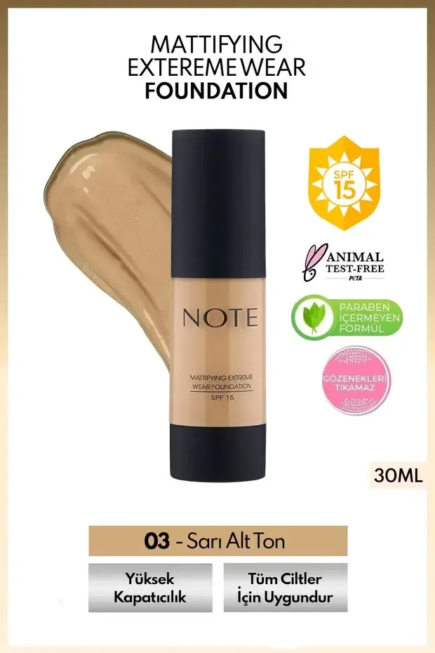 SPF 15 Mat Kapatıcı Fondöten - 03 Medium Beige