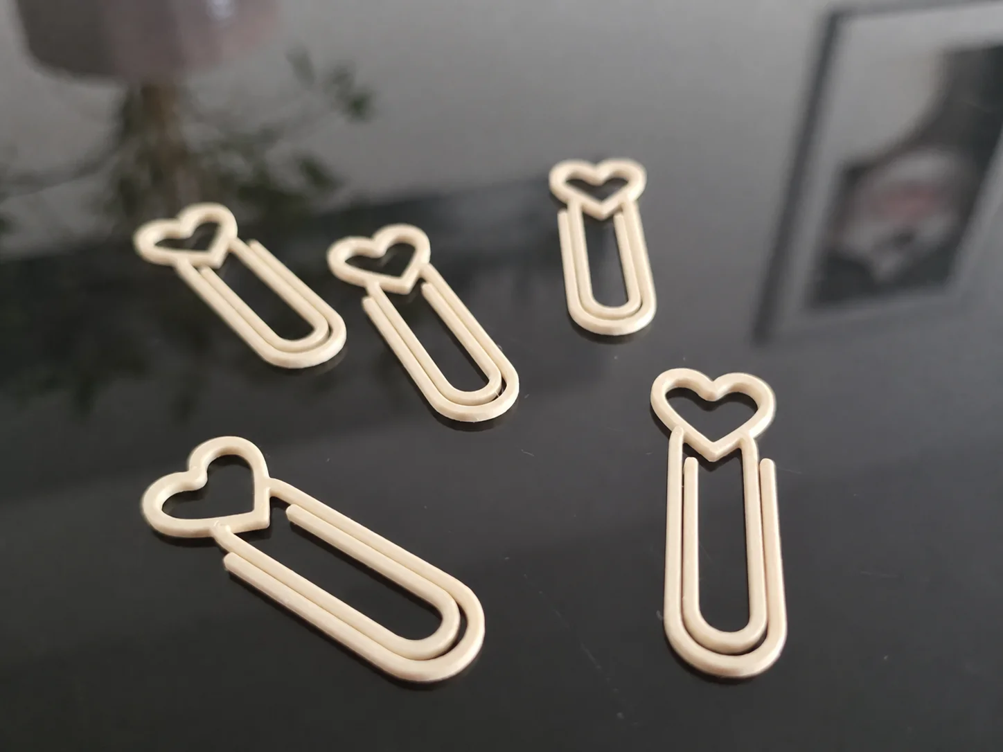3D Baskı Kalp Figürlü Ataç - 10lu Set - Bej