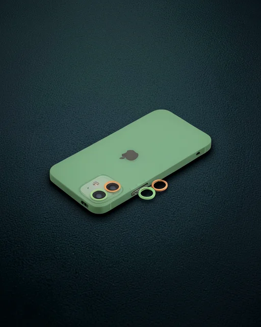 Apple İphone 11 Renkli Kamera Lens Koruma Cam - Turuncu-yeşil