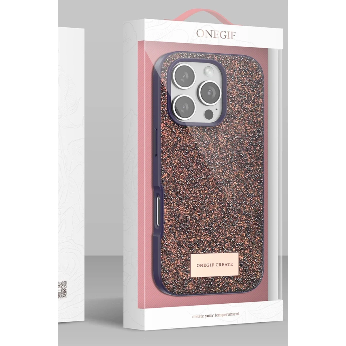 Onegif Apple iPhone 16 Pro Bright Simli Kapak - Siyah görsel 4