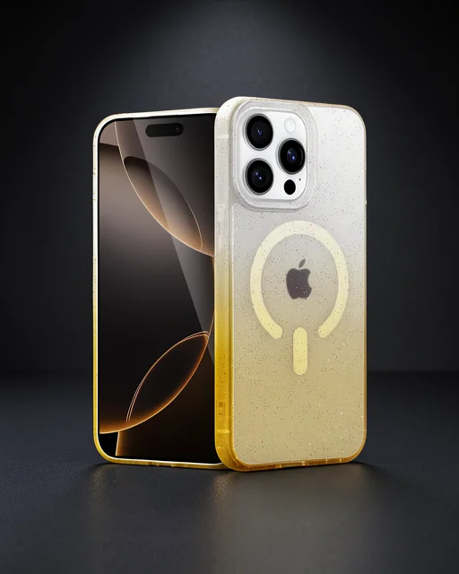 Apple İphone 14 Pro Pummel Shiny Magsafe Kapak - Gold