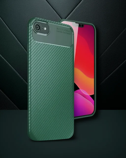 Apple İphone 16e Kılıf Auto Focus Karbon Kapak - Koyu Yeşil
