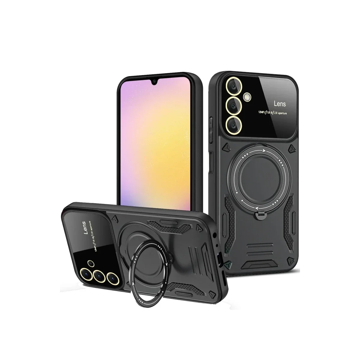 Samsung Galaxy A05S Kılıf Joy Lens Standlı Kapak - Siyah