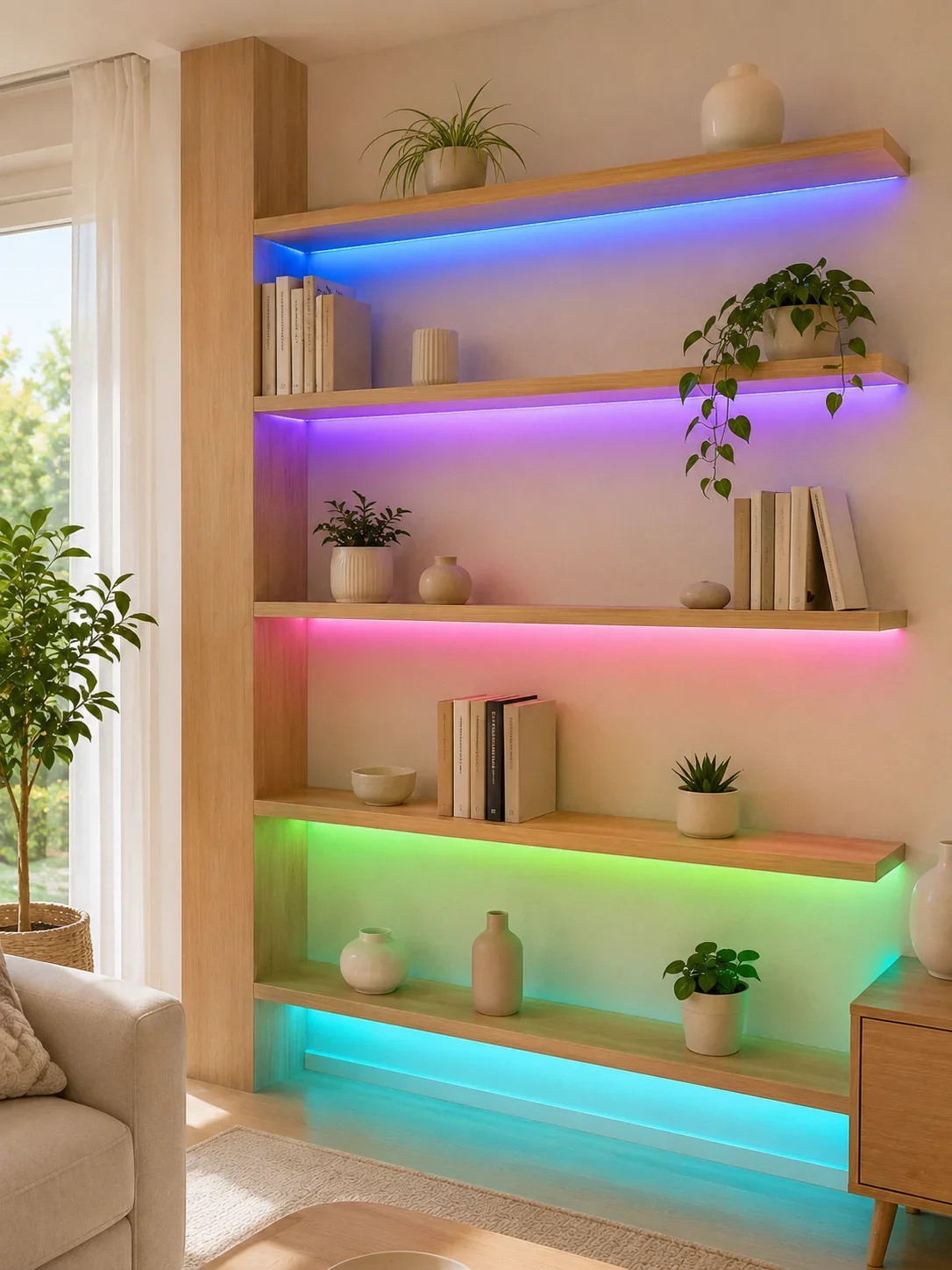 5 Metre Kumandalı RGB LED Şerit 2835 SMD Dekoratif TV Oda Masa Arkası Aydınlatma görsel 3