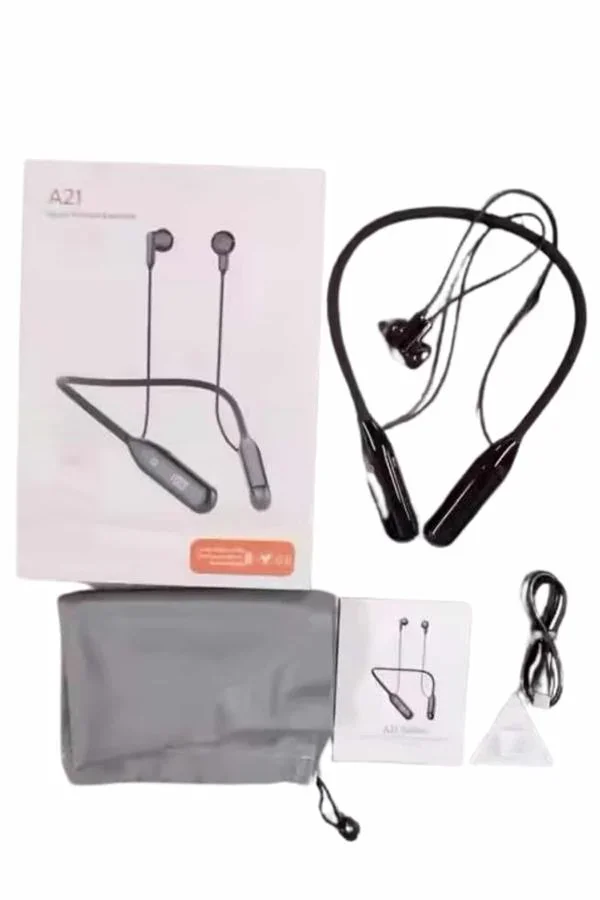60 Saat Kablolu Boyun Askılı Dijital Göstergeli Bluetooth Kulaklığı Yeni Nesil görsel 5