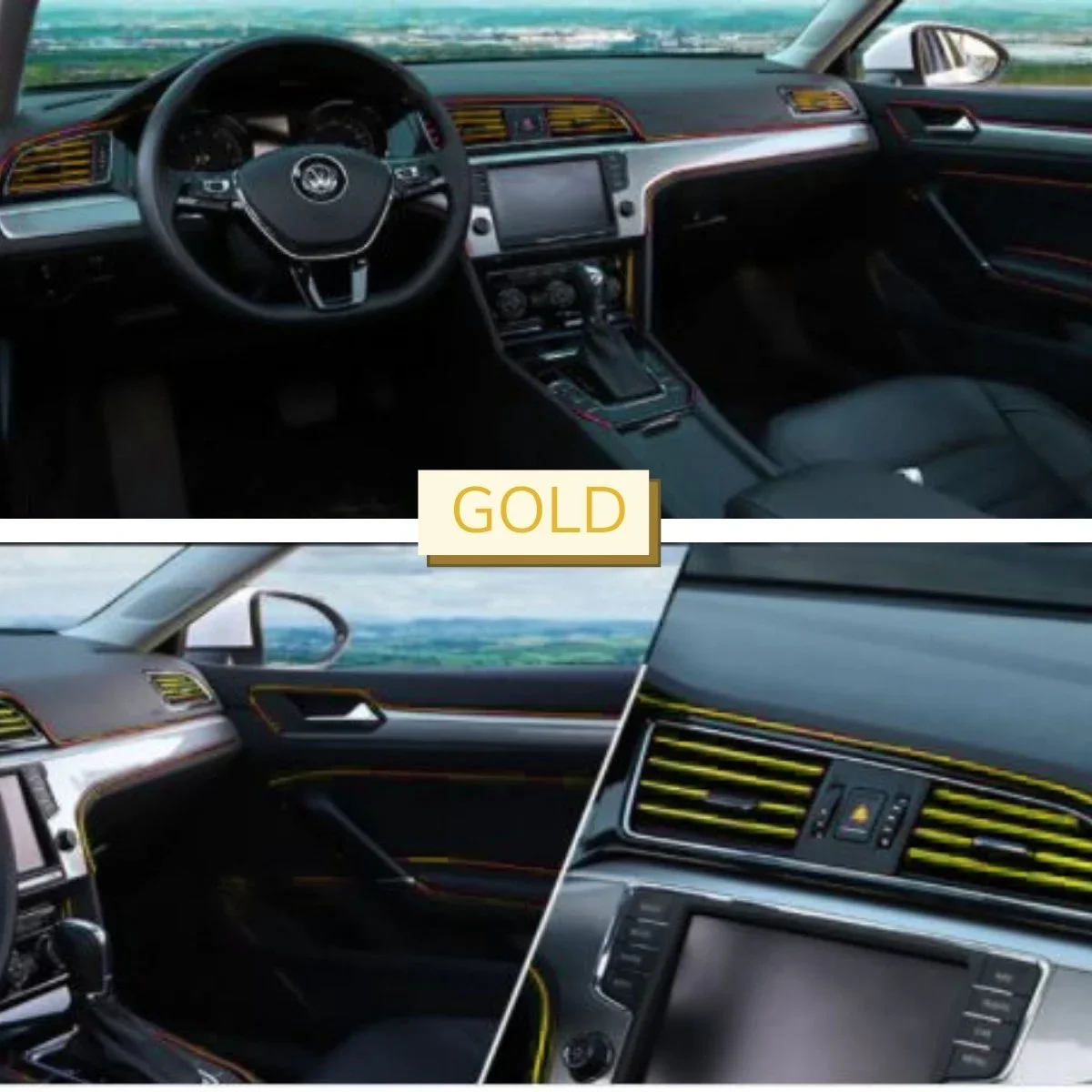 Gold Araba Oto Trim Dekorasyon Şeridi Kauçuk Elastik Kolay Kurulum 5 metre Şerit Bant görsel 4