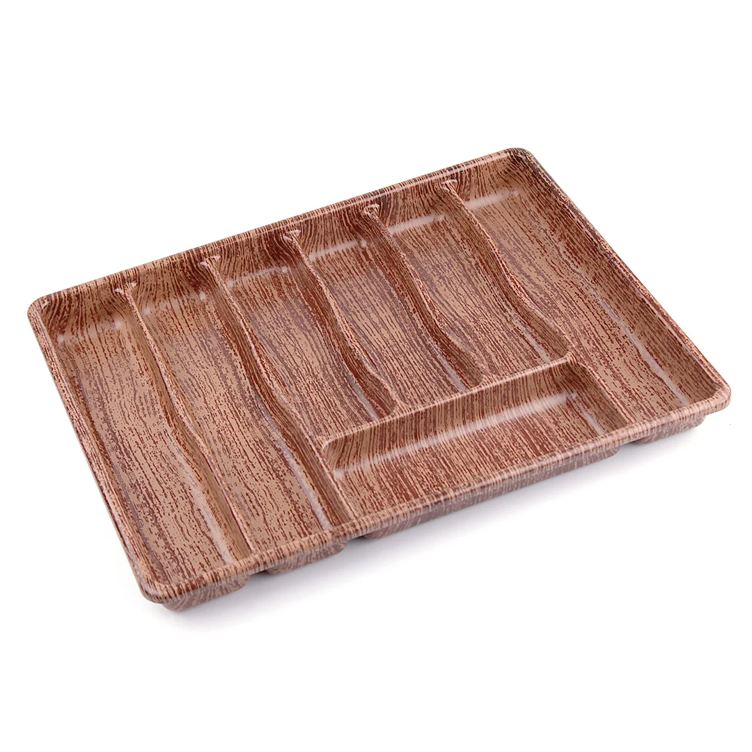 Büyük - Ahşap Renk - 7 Bölmeli Çekmece İçi Kaşıklık 50X37CM