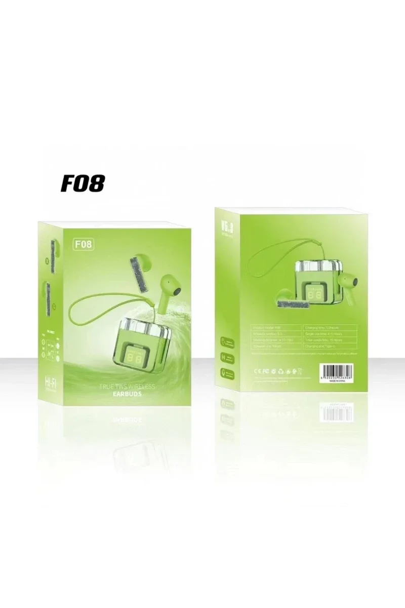 Karler Bass F08 Dijital Şarj Göstergeli TWS Bluetooth Kulaklık - Yeşil görsel 2