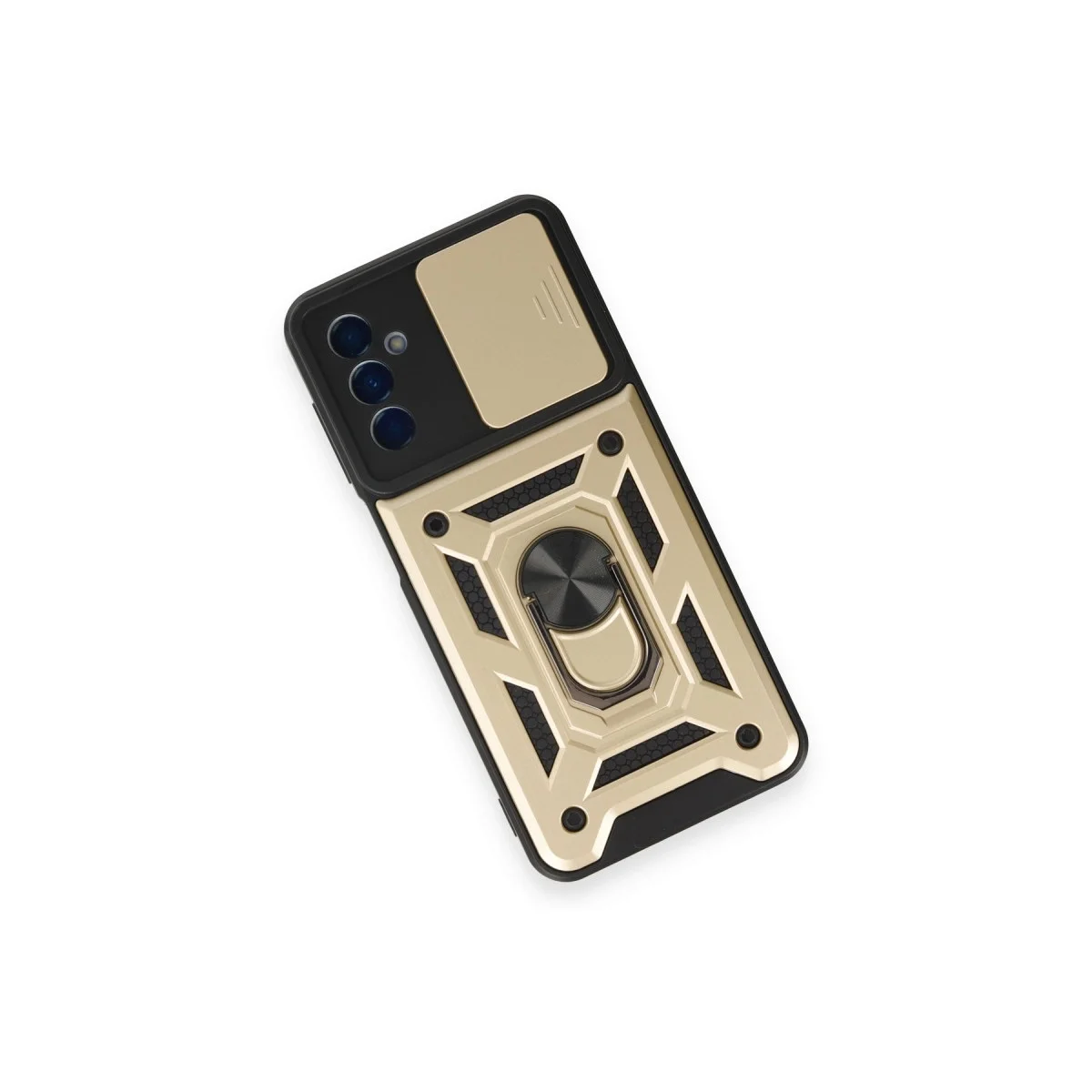 Samsung Galaxy M14 5g Kılıf Pars Lens Yüzüklü Silikon - Gold görsel 4