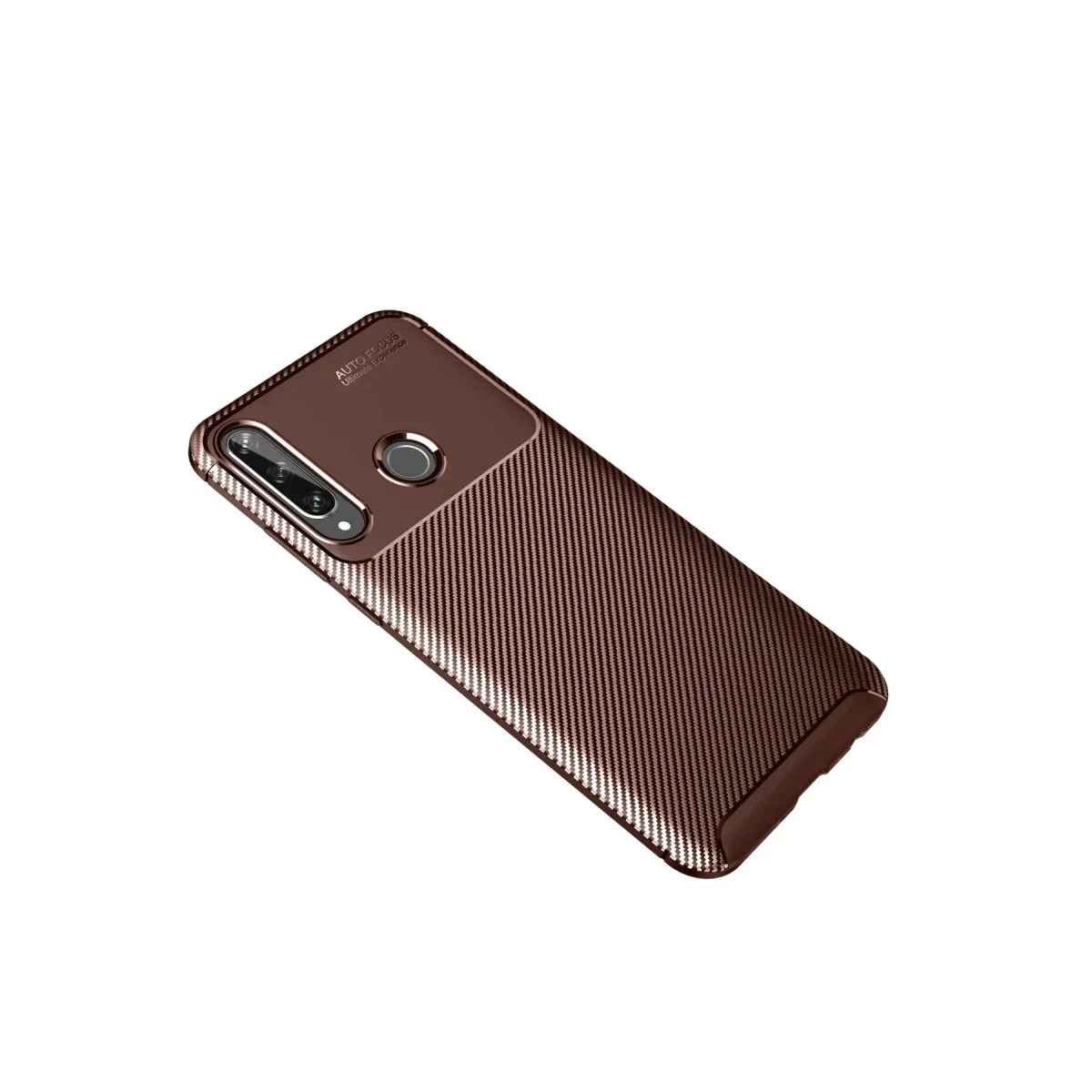 Huawei Y6P Kılıf Auto Focus Karbon Kapak - Kahverengi görsel 3