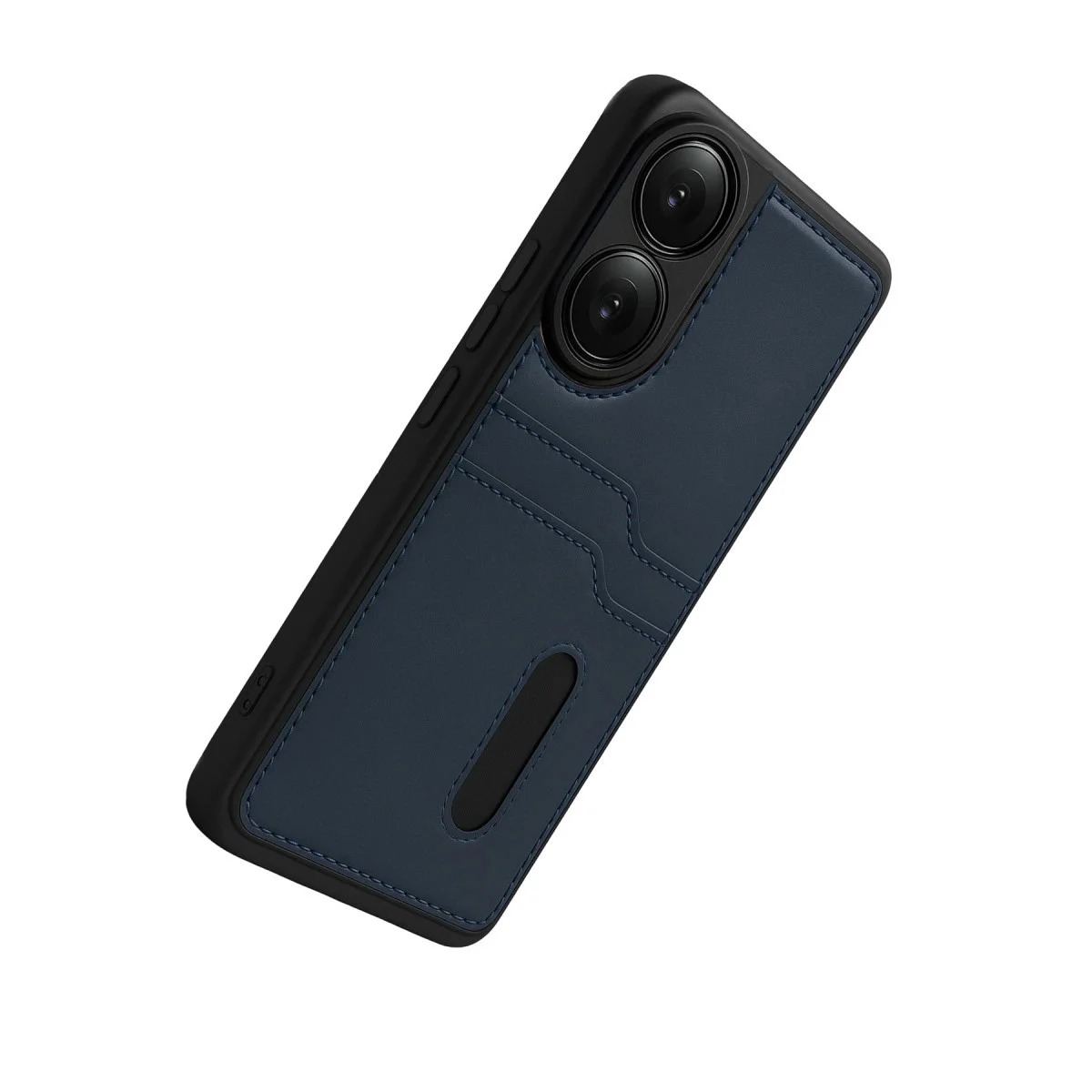 Oppo A38 Sara Kartvizitli Deri Kılıf - Lacivert görsel 3