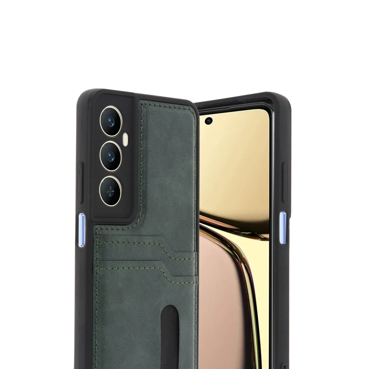 Realme C65 Sara Kartvizitli Deri Kılıf - Yeşil görsel 2