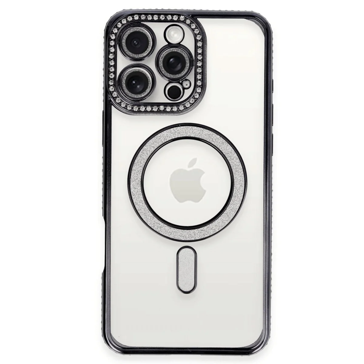 Apple İphone 16 Pro Kılıf Joke Simli Magneticsafe Kılıf - Siyah görsel 2