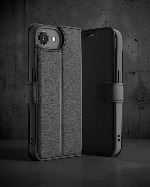 Apple İphone 16e Kılıf Trend S Plus Kapaklı Kılıf - Siyah
