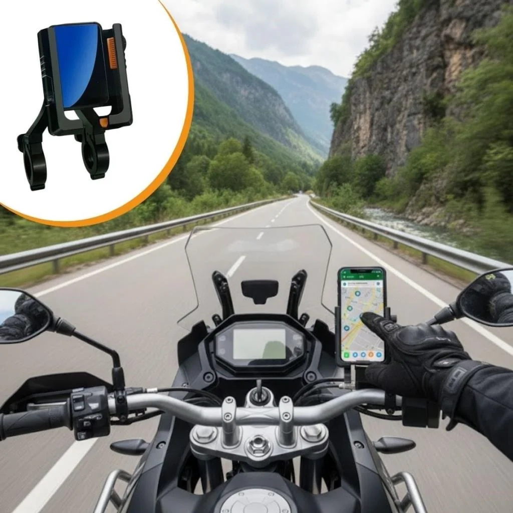 Evrensel Motosiklet Telefon Tutucu – Kaymaz, Kilitlenebilir Güvenli Tutuşlu, 360° Ayarlanabilir Gidon Bağlantılı Akıllı Telefon Aparatı görsel 5
