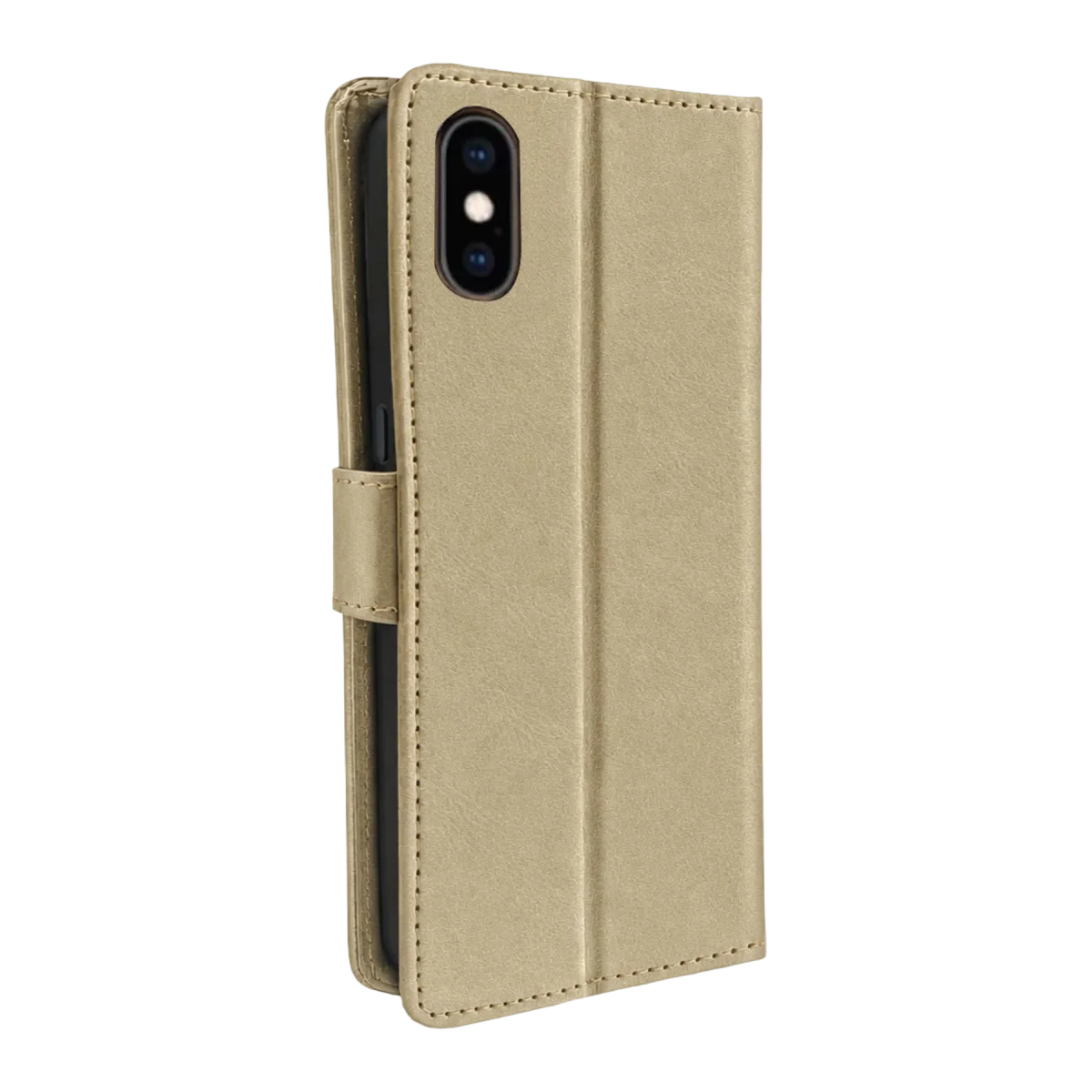 Apple iPhone XS Trend S Plus Kapaklı Kılıf - Gold