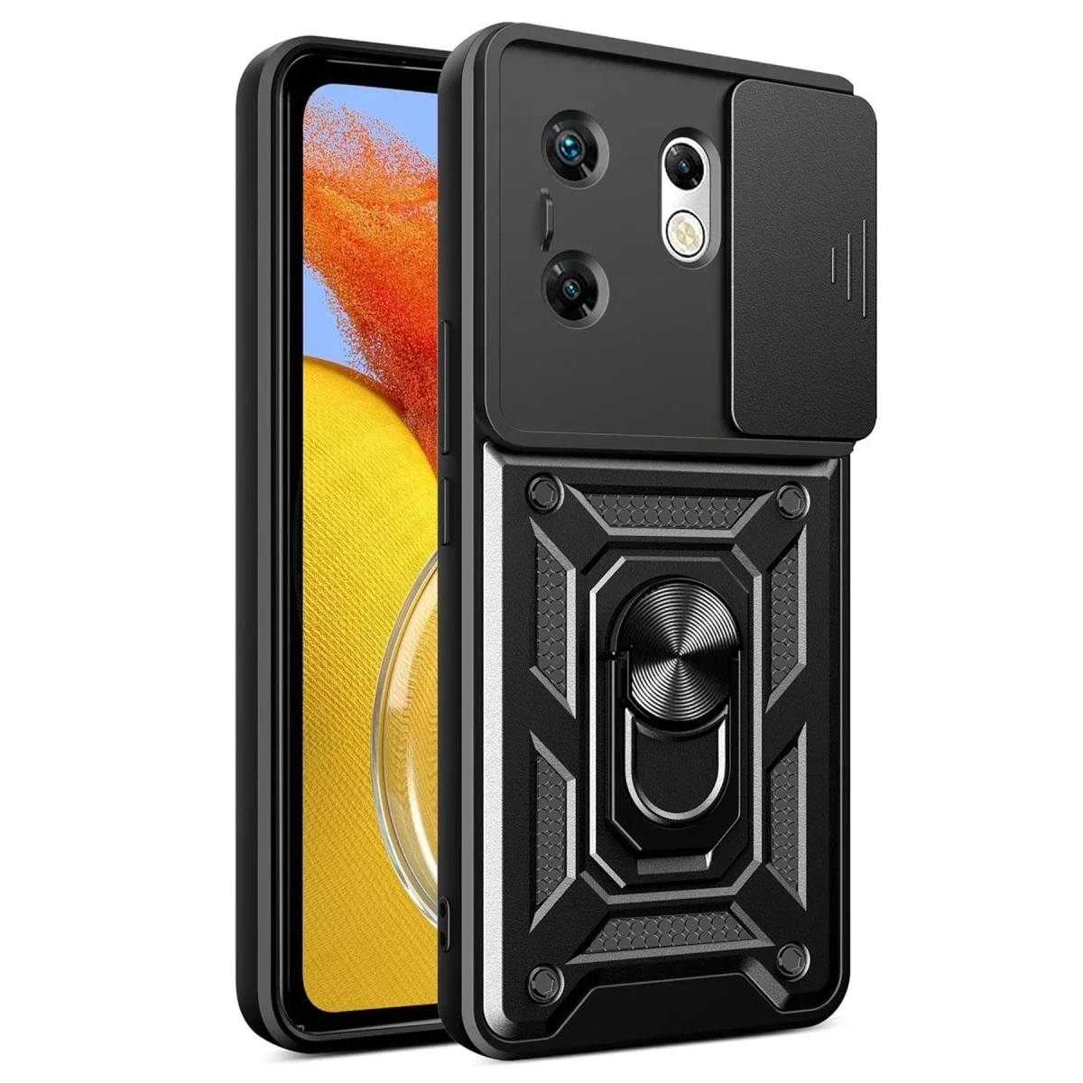 İnfinix Zero 30 4G Kılıf Pars Lens Yüzüklü Silikon - Siyah