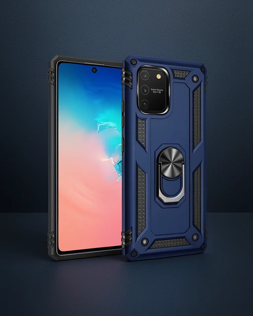 Samsung Galaxy A91 / S10 Lite Kılıf Sofya Yüzüklü Silikon Kapak - Lacivert