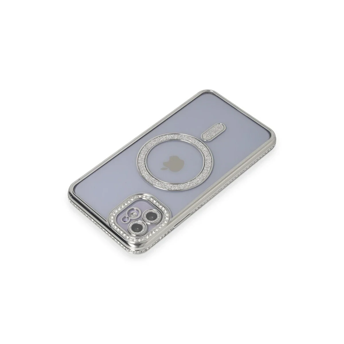 Apple iPhone 11 Kılıf Joke Simli Magneticsafe Kılıf - Gümüş görsel 2