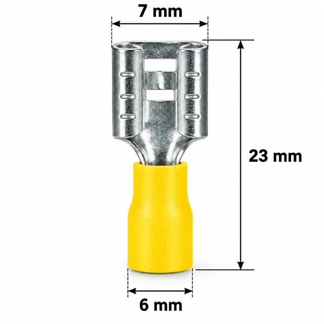 PM-39077 4-6mm2 Kesit 23x7x6mm Soket Sarı İzoleli Kablo Pabucu (100’lü Paket) görsel 2